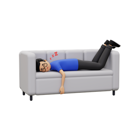 Man sleeping on the sofa  3D Illustration