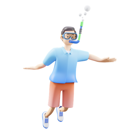 Man Snorkeling Underwater  3D Icon