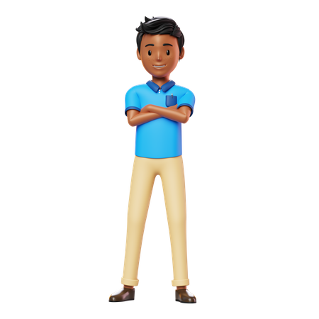 Man Standing with folded hands  3D Illustration