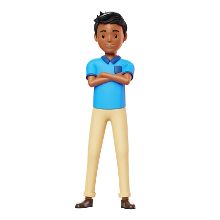 Man Standing with folded hands  3D Illustration