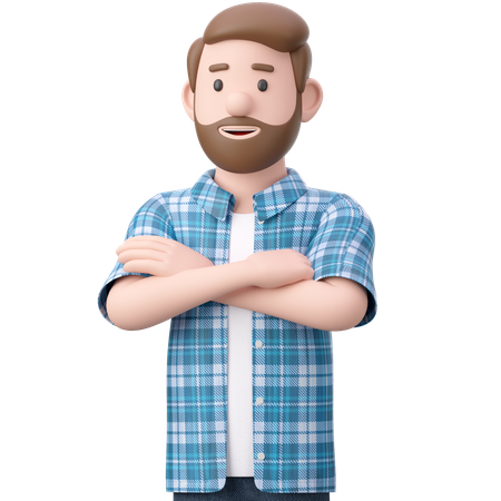 Man Standing With Folding Hands  3D Illustration