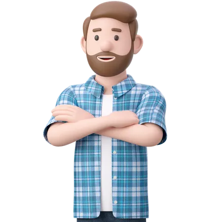 Man Standing With Folding Hands  3D Illustration