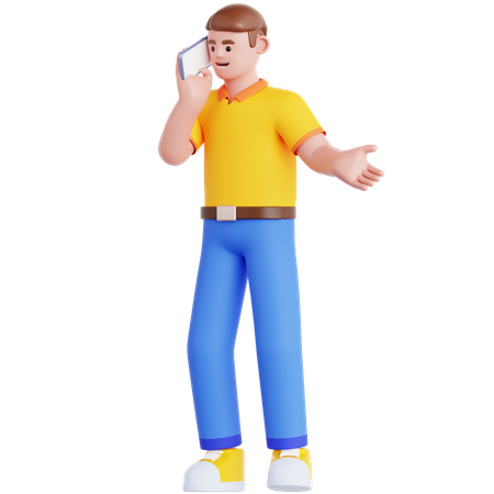 Man Talking on Mobile Phone  3D Illustration