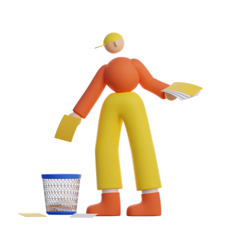 Man throw garbage in trash  3D Illustration