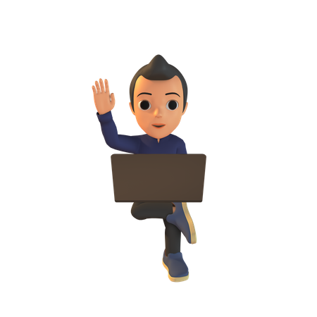 Man Using Laptop  3D Illustration