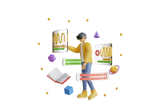 Man using metaverse tech  3D Illustration