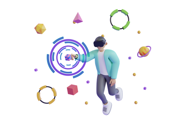 Man using Metaverse technology  3D Illustration