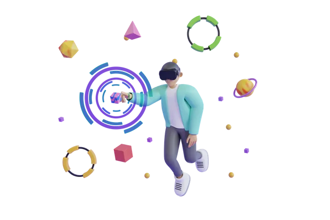 Man using Metaverse technology  3D Illustration