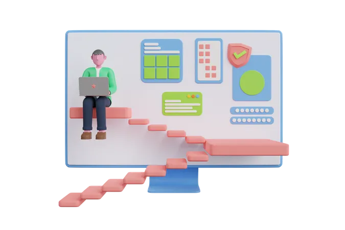 Man using password security  3D Illustration