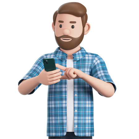 Man Using Smartphone  3D Illustration