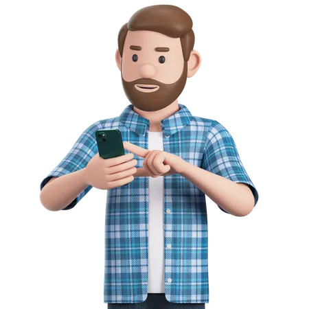 Man Using Smartphone  3D Illustration