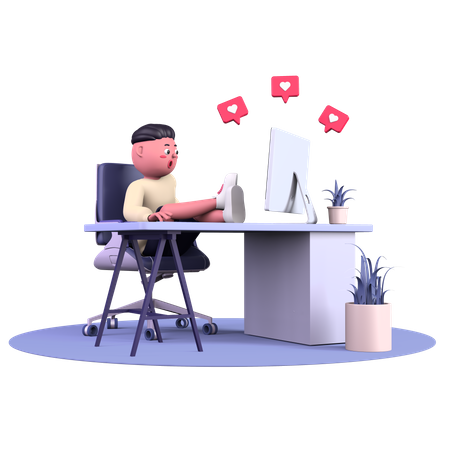 Man using social media  3D Illustration