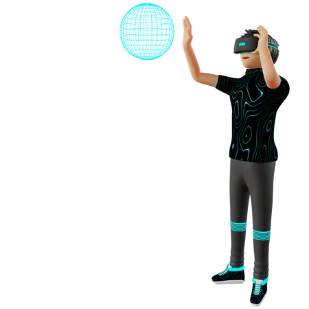 Man using VR tech  3D Illustration