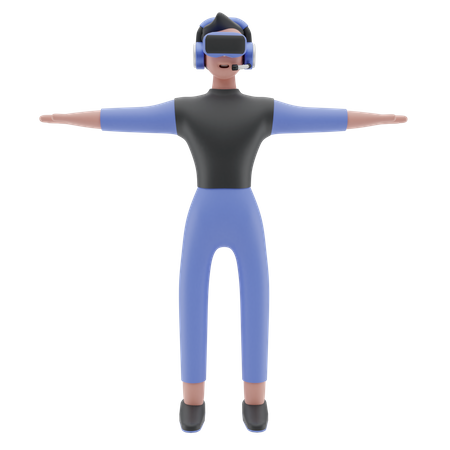 Man Wearing Vr Goggles  3D Illustration