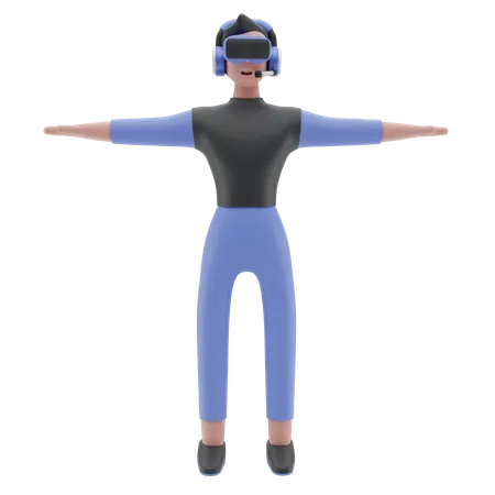 Man Wearing Vr Goggles  3D Illustration