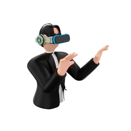 Man Wearing Vr Goggles  3D Illustration