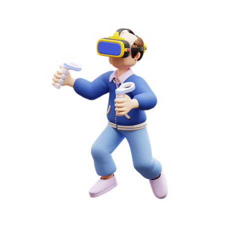 Man Wears Vr Goggles  3D Illustration