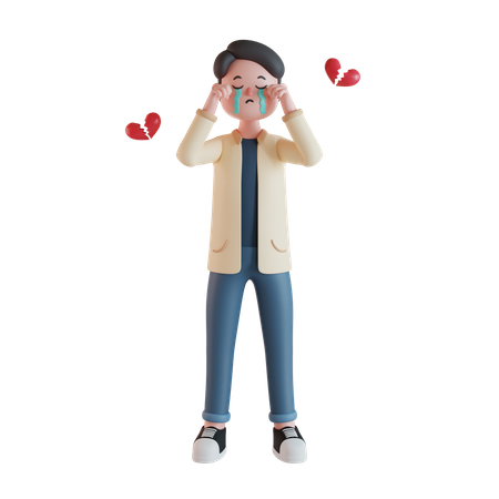 Man with broken heart  3D Illustration