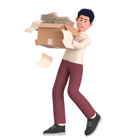 Man with Document Overload  3D Illustration