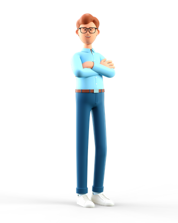 Man with folded arms  3D Illustration