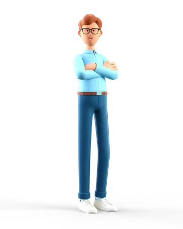 Man with folded arms  3D Illustration