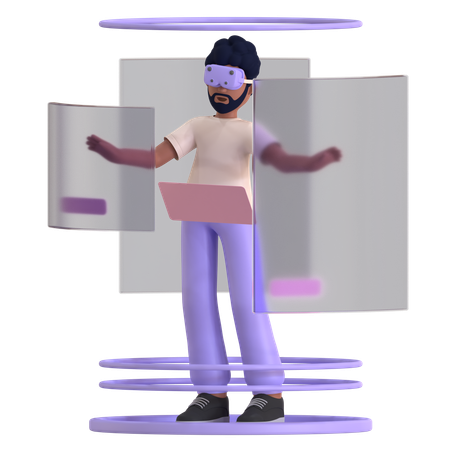 Man With Hologram  3D Illustration