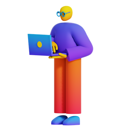 Man working on laptop  3D Illustration