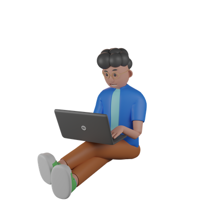 Man Working on Laptop  3D Illustration