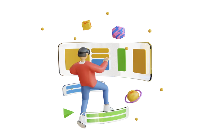 Man working using VR Tech  3D Illustration