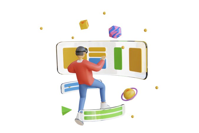 Man working using VR Tech  3D Illustration