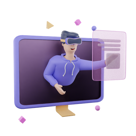 Man working using VR tech  3D Illustration