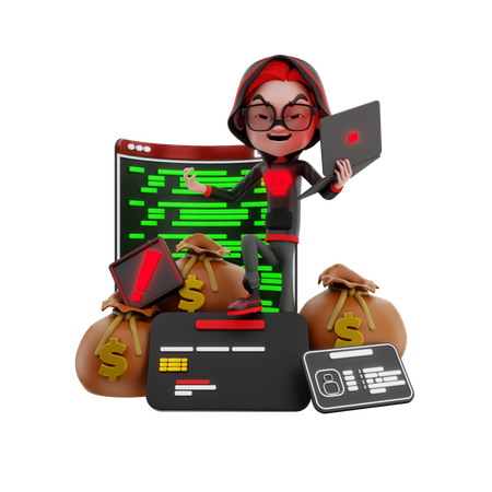 Männlicher Hacker stiehlt Finanzinformationen  3D Illustration