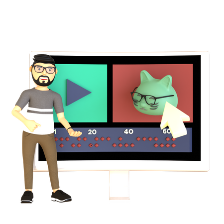 Männlicher Videoeditor  3D Illustration