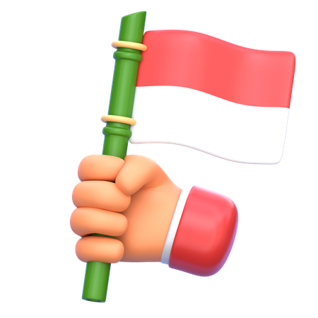 Mano sosteniendo la bandera de indonesia  3D Icon