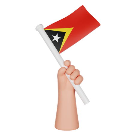 Mano sosteniendo una bandera de timor oriental  3D Icon