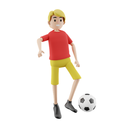 Macho jogando futebol  3D Illustration