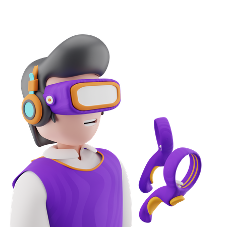 Macho jogando jogo vr  3D Illustration