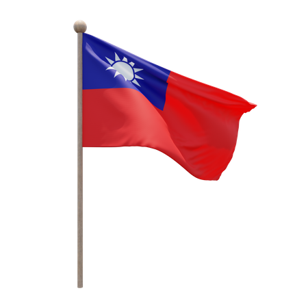 Mastro da bandeira de Taiwan, República da China  3D Flag