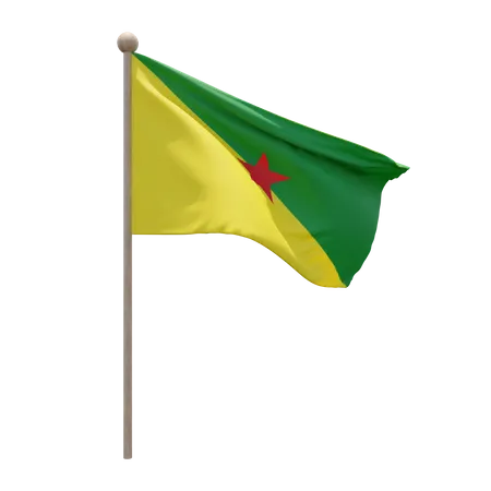 Mât de drapeau de Guyane française  3D Flag