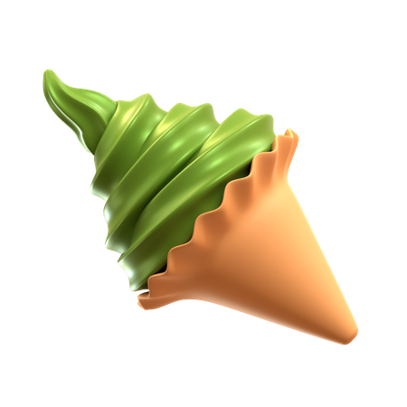 Matcha Soft Ice Cream Cone  3D Icon