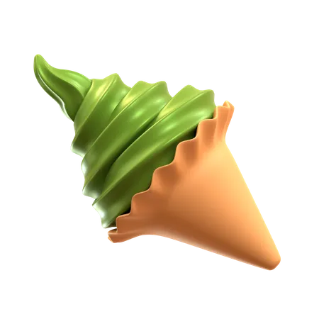 Matcha Soft Ice Cream Cone  3D Icon