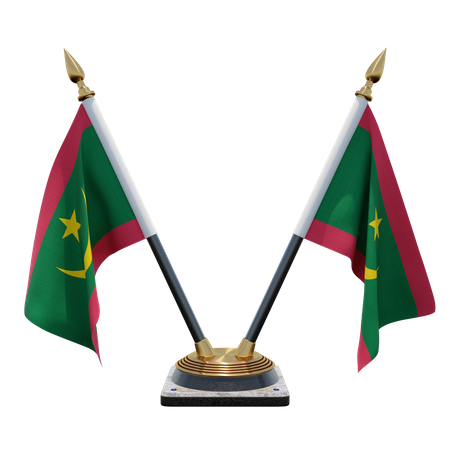 Porte-drapeau double bureau mauritanie  3D Flag