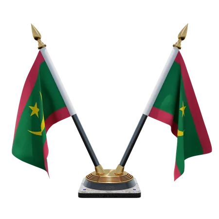 Porte-drapeau double bureau mauritanie  3D Flag