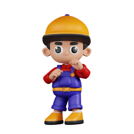 Mechanic Ready To Fight  3D Illustration