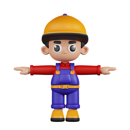 Mechanic Showing T Poses  3D Illustration