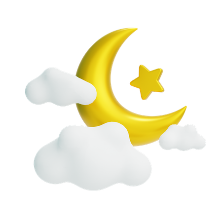 Media luna y estrella  3D Icon