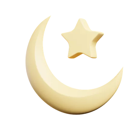 Media luna y estrella  3D Illustration