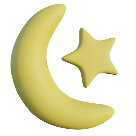 Media luna y estrella  3D Icon