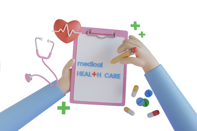 Medical healthcare prescription  3D Illustration