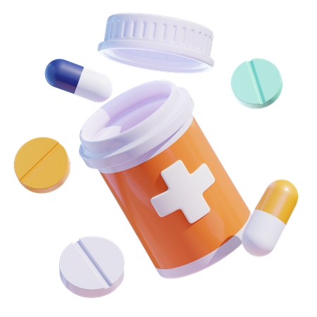 Medicine Bottle Floating  3D Icon